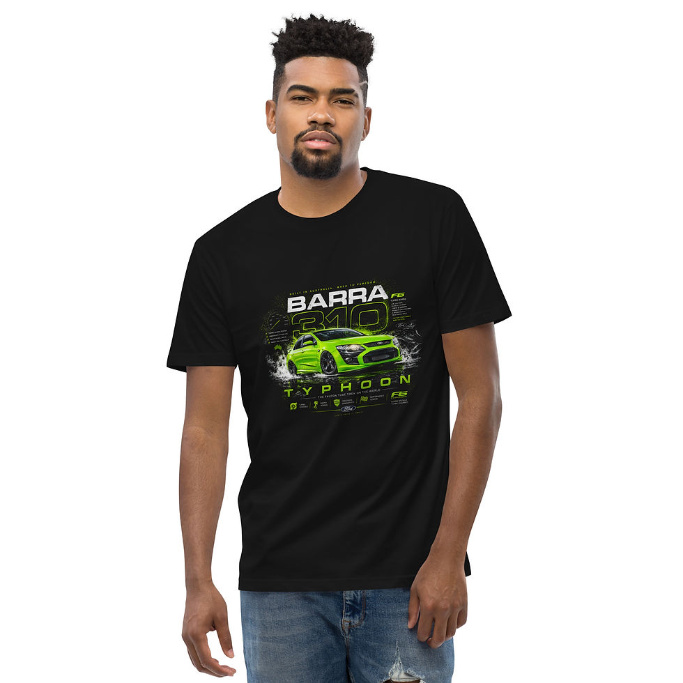 Thumbnail: Men's 100% Cotton Tee "BARRA F6" Large Front Print