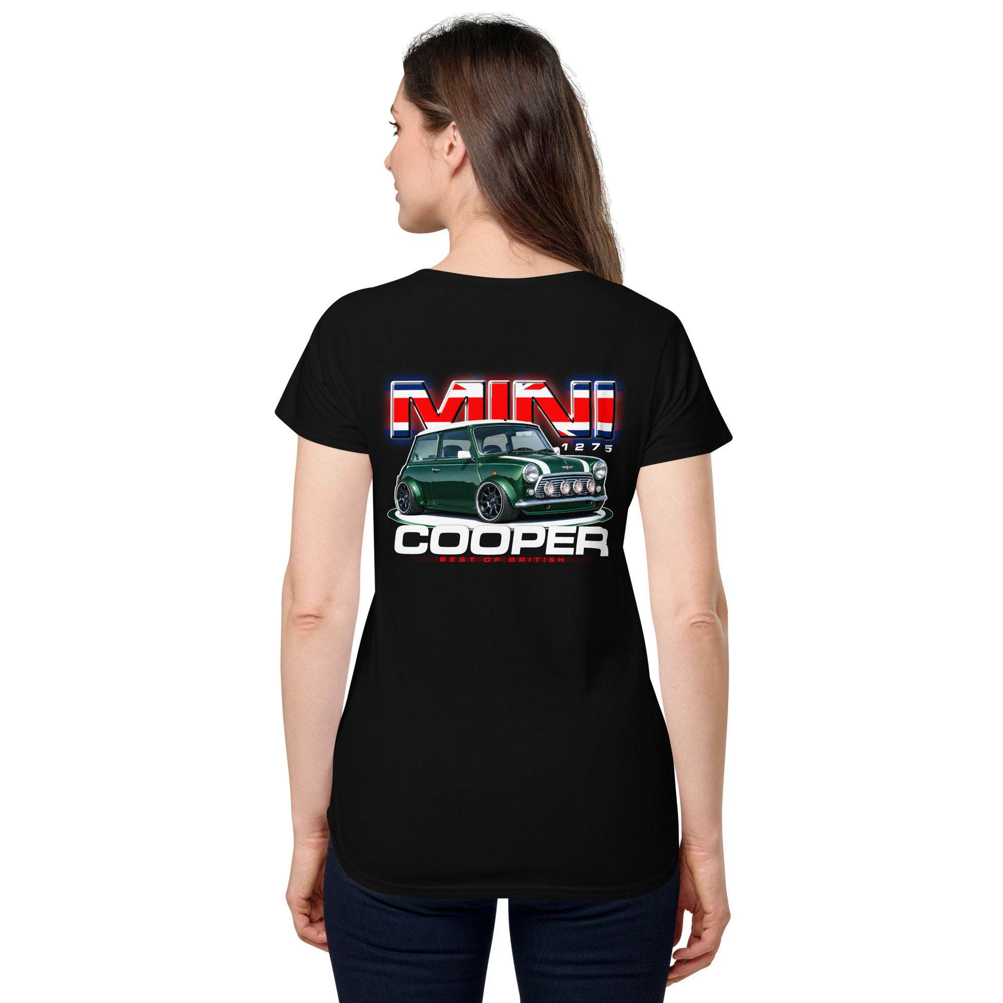 Women's 100% Cotton Tee "MINI COOPER" Large BACK Print