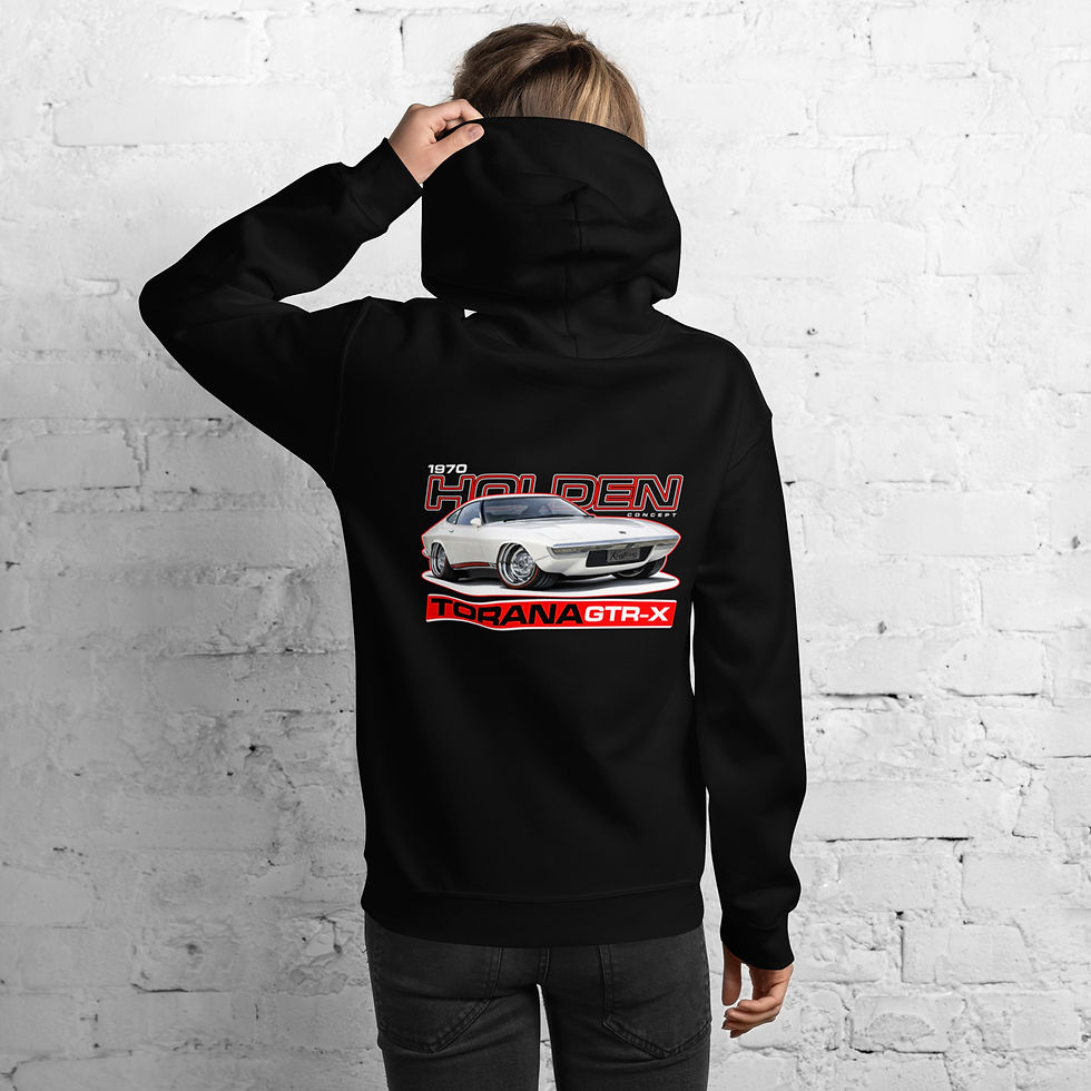 Thumbnail: Unisex Hoodie "TORANA GTR-X" Large BACK Print