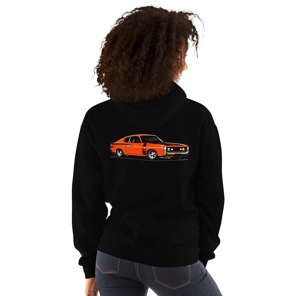 Thumbnail: Unisex Hoodie "HEY CHARGER!" Back print