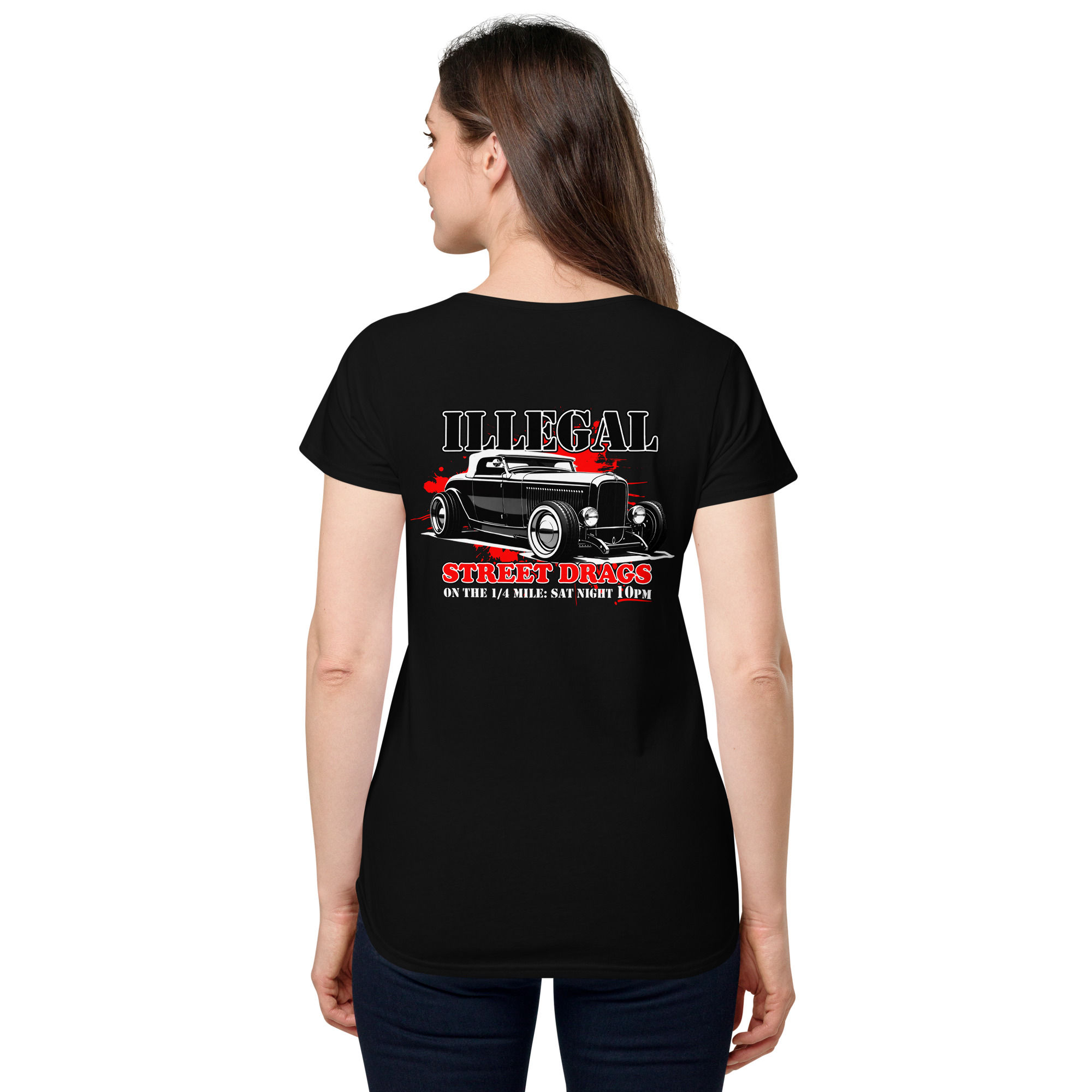 Women's 100% Cotton Tee "ILLEGAL-2" Large BACK Print