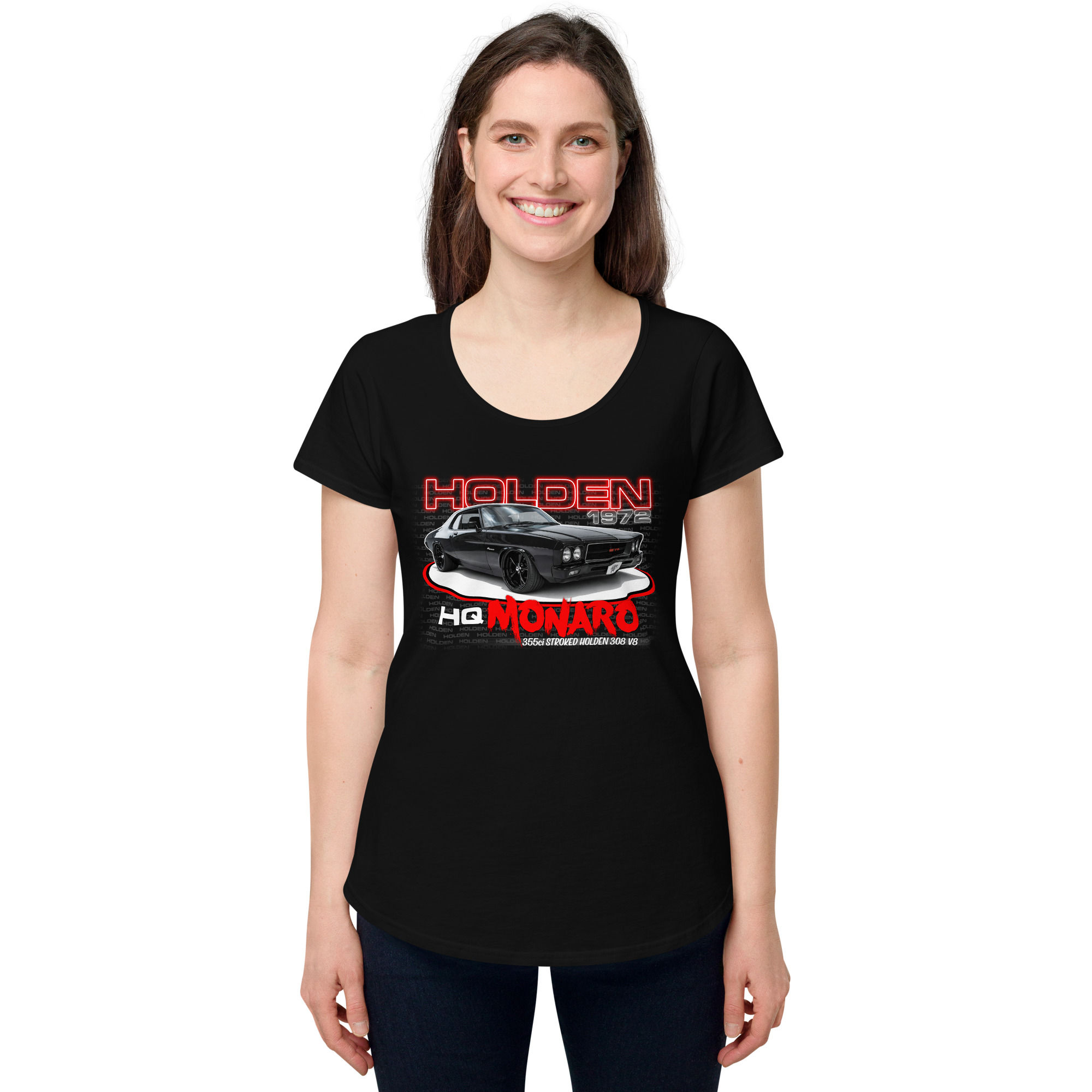 Women’s 100% Cotton Tee "HQ MONARO" Large Front Print