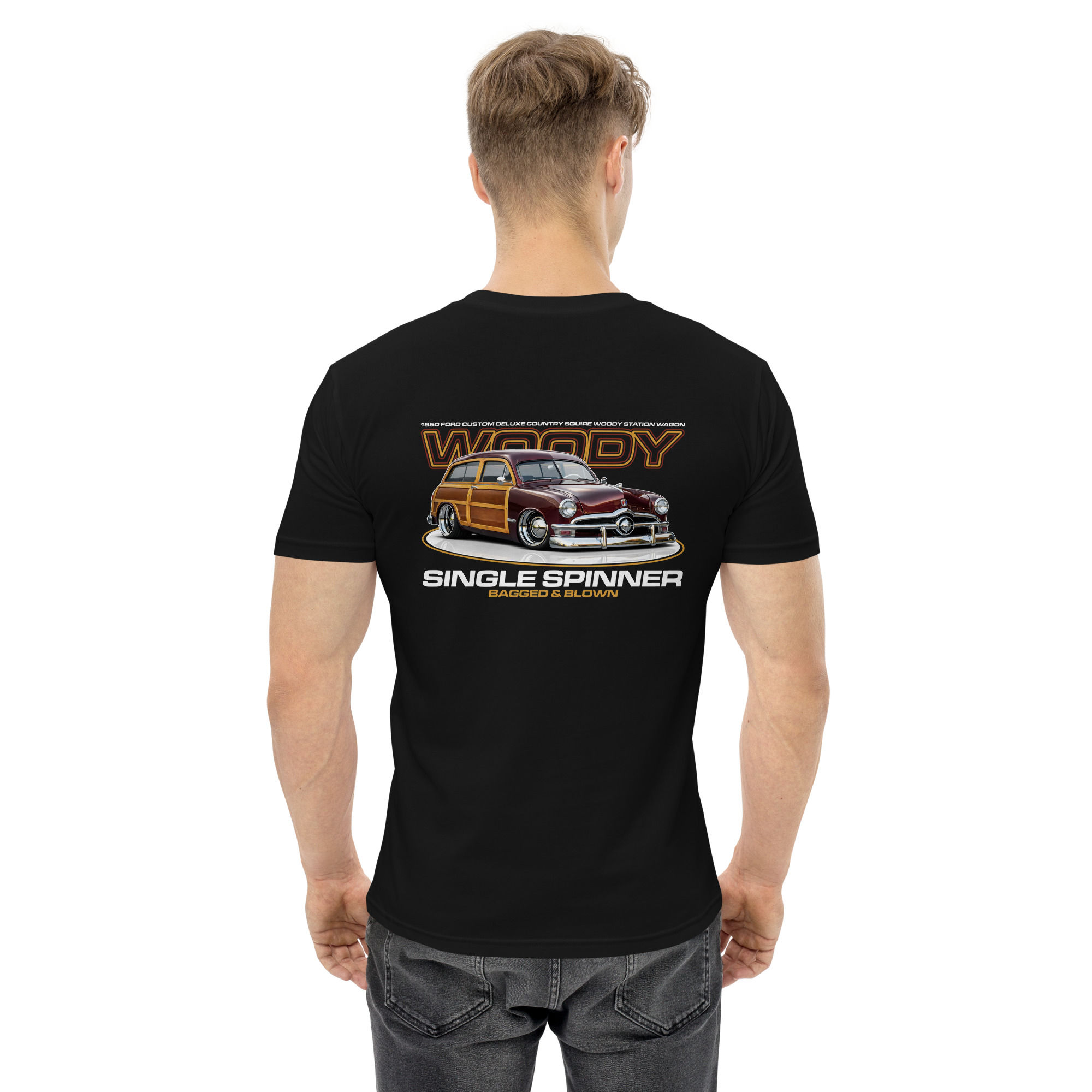 Men's 100% Cotton Tee "WOODY" Large BACK Print