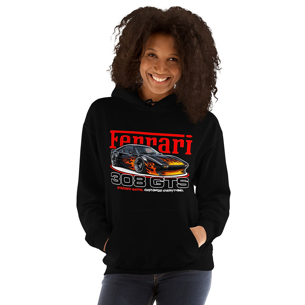 Thumbnail: Unisex Hoodie "308 GTS" Large FRONT print