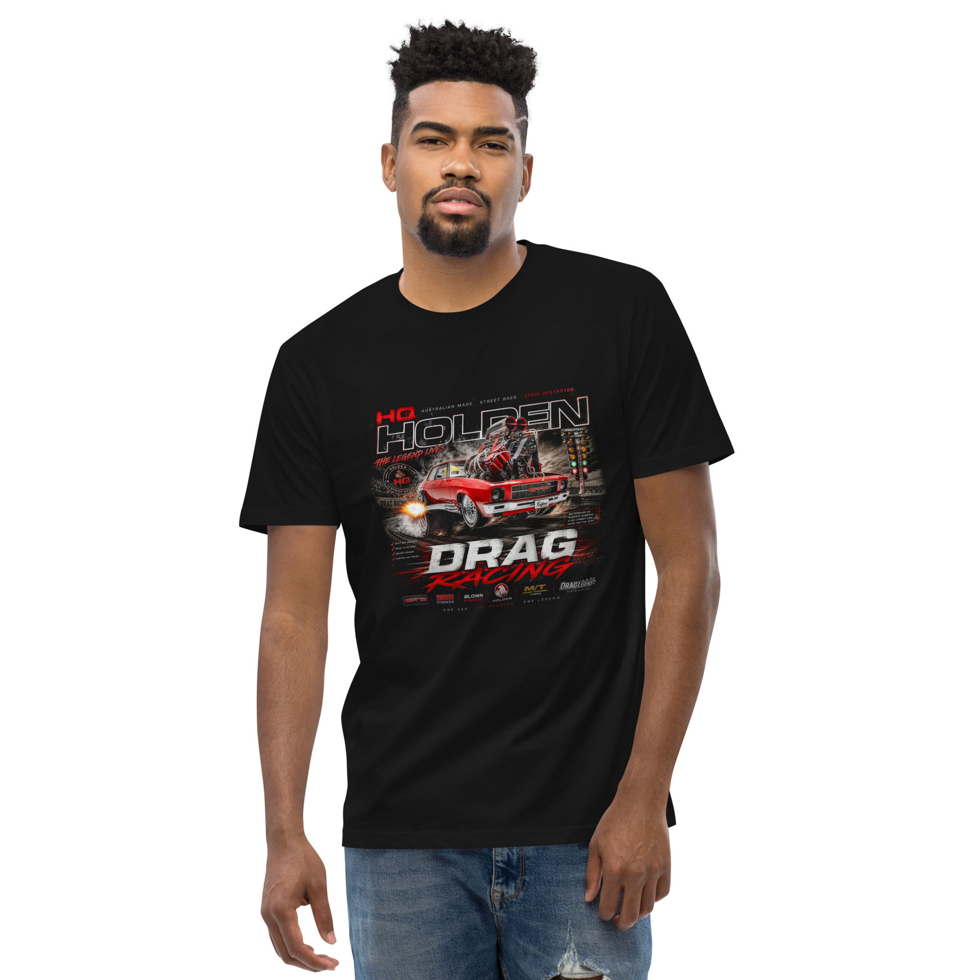 Men's 100% Cotton Tee "HQ DRAGS" Large Front Print