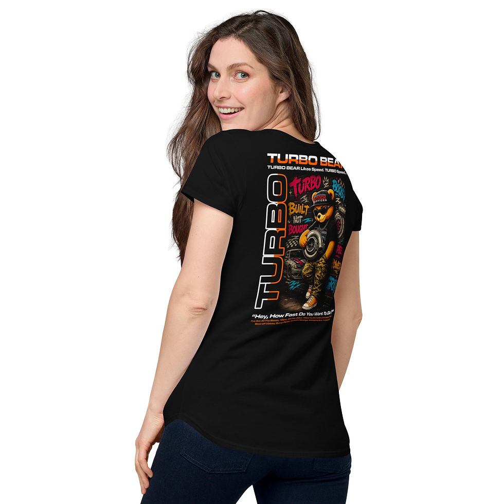 Thumbnail: Women’s round neck tee 100% Cotton "TURBO BEAR" Front & Back Print