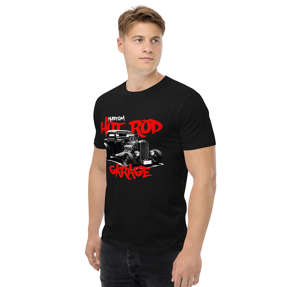 Thumbnail: Men's 100% Cotton Tee "HOT-ROD-GARAGE-02" Large Front Print