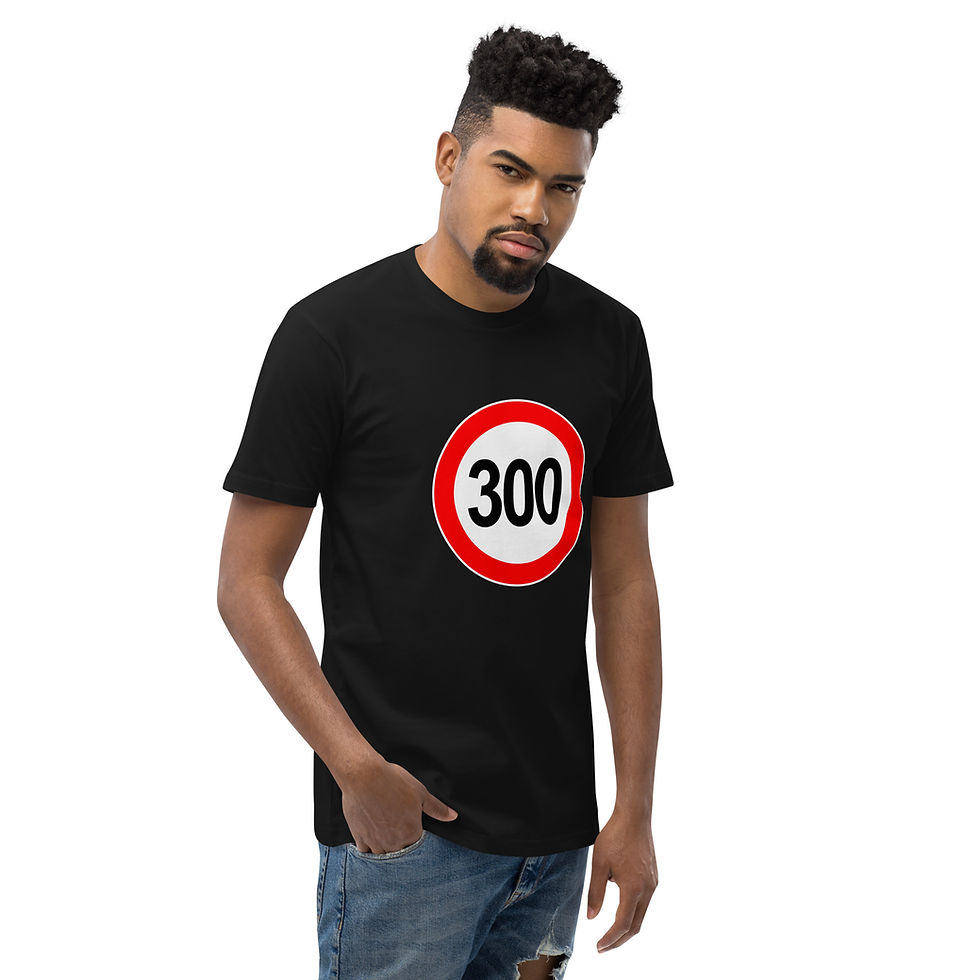 Thumbnail: Men's 100% Cotton Tee "300" SMALL Front Print