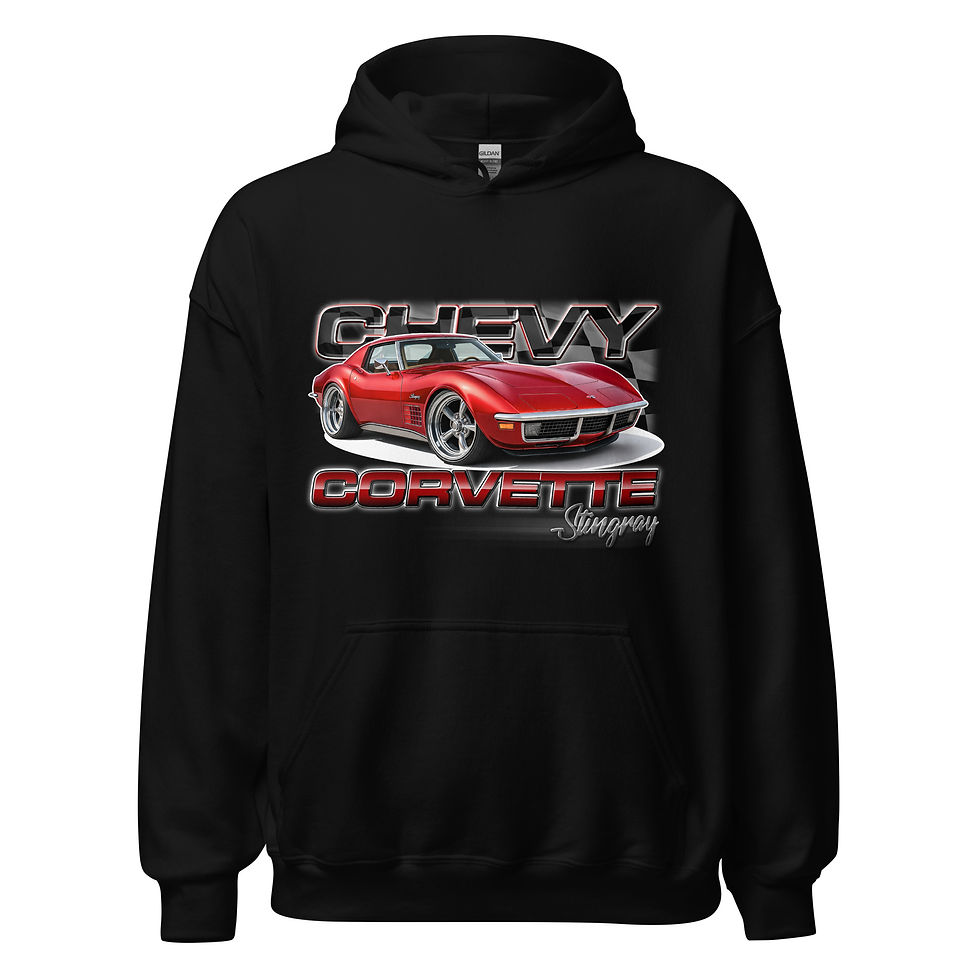 Thumbnail: Unisex Hoodie "CORVETTE STINGRAY" Large Front Print