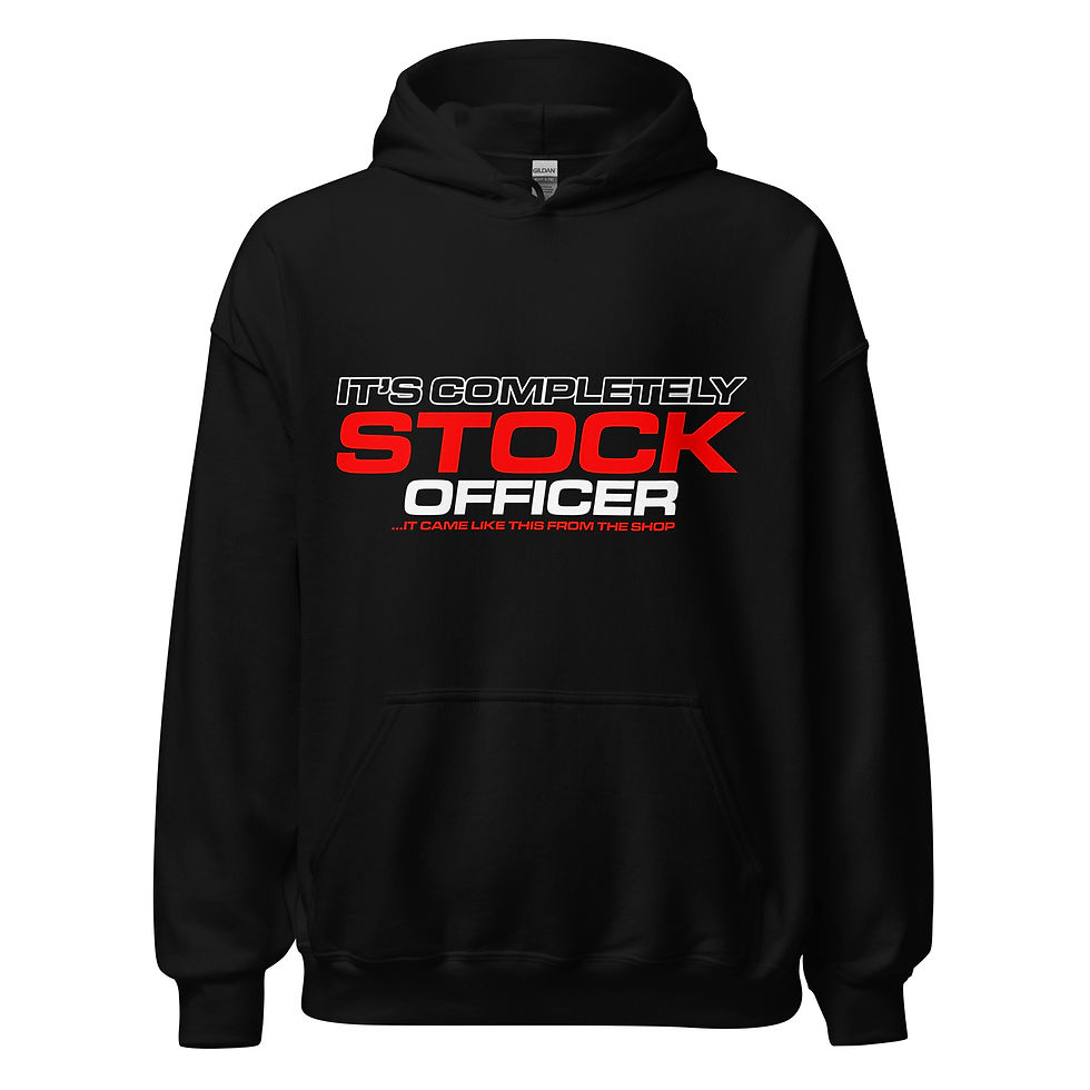 Thumbnail: Unisex Hoodie "COMPLETLEY STOCK" Large FRONT print