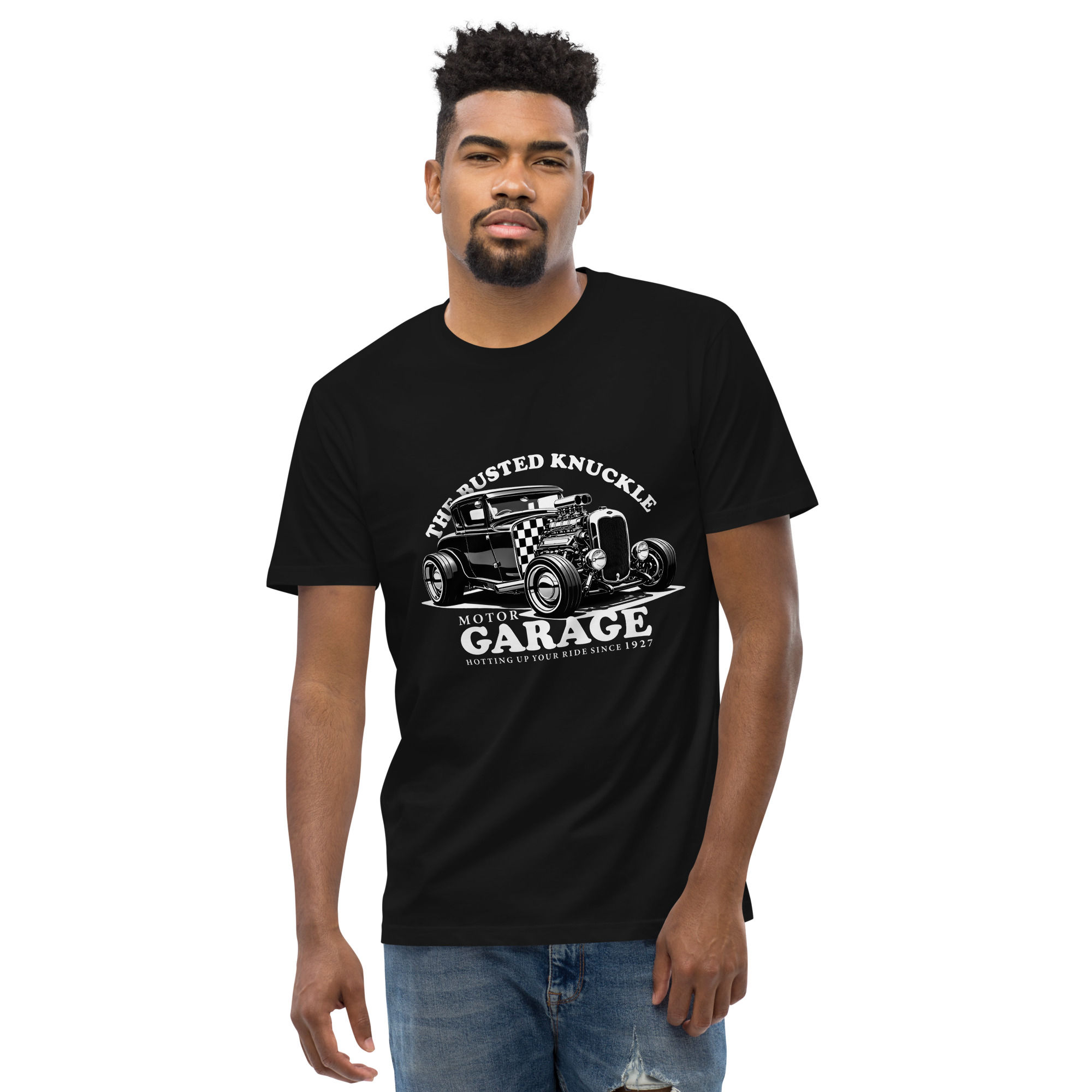 Men's 100% Cotton Tee "BUSTED KNUCKLE-01" Large Front Print