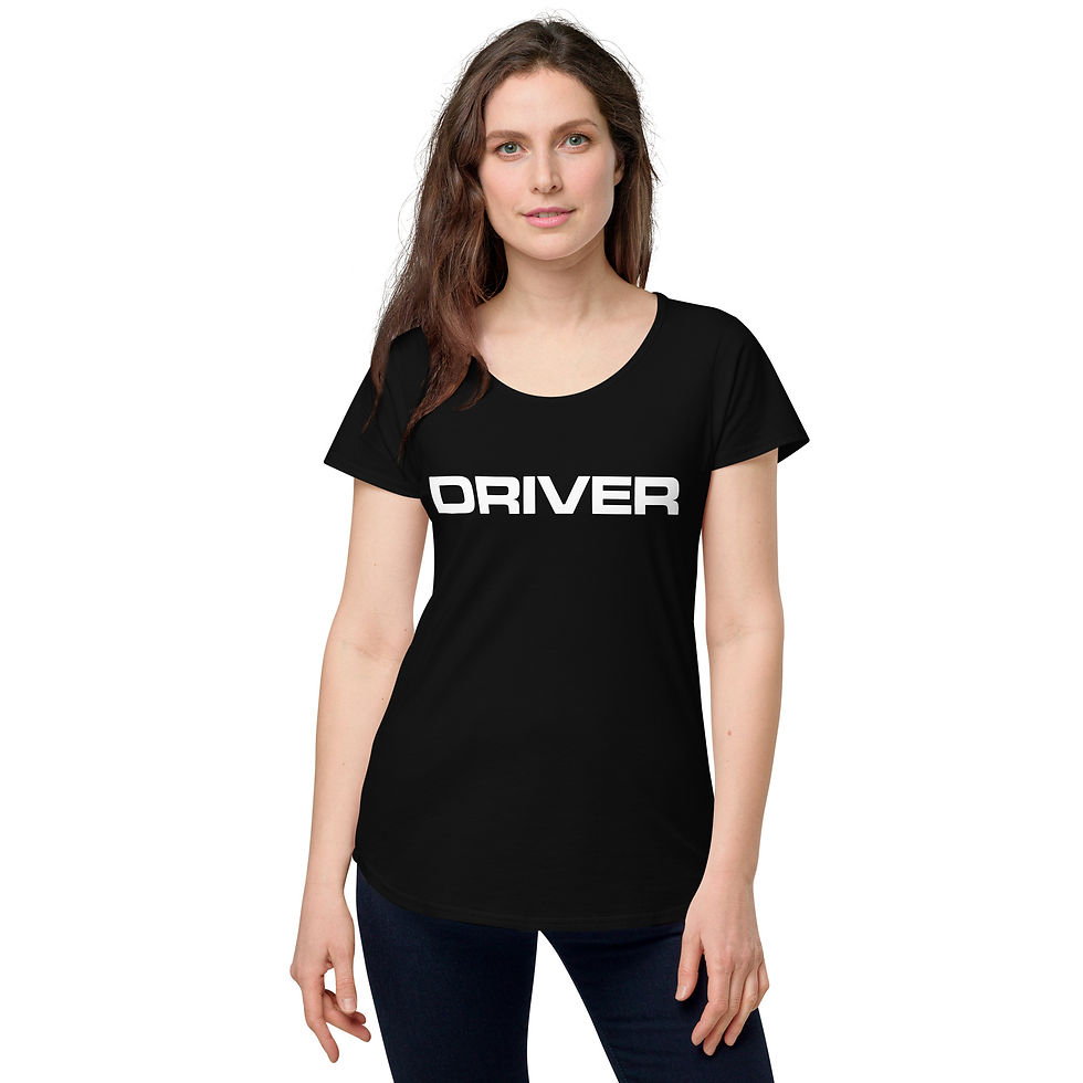 Thumbnail: Women’s round neck tee 100% Cotton "DRIVER" Front Print