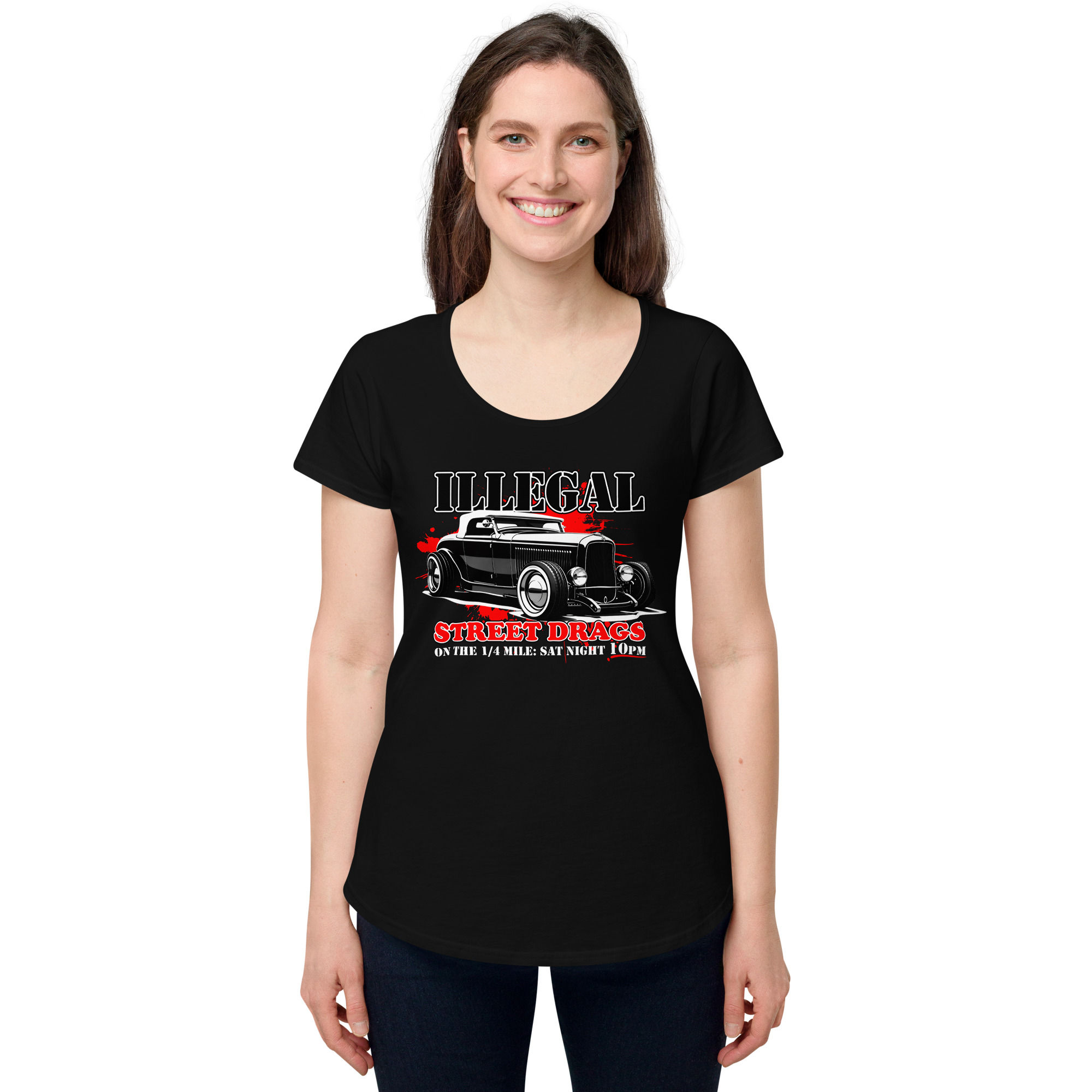 Women's 100% Cotton Tee "ILLEGAL-2" Large Front Print