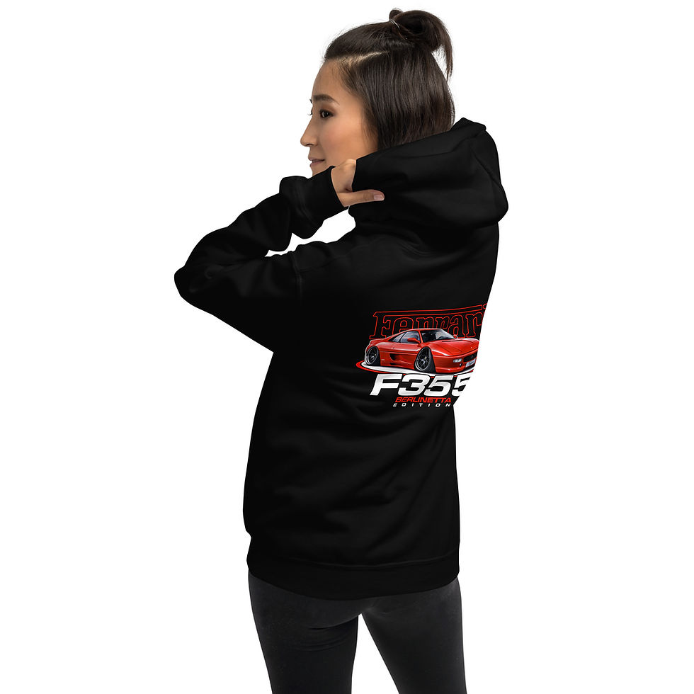 Thumbnail: Unisex Hoodie "F355" Large BACK Print