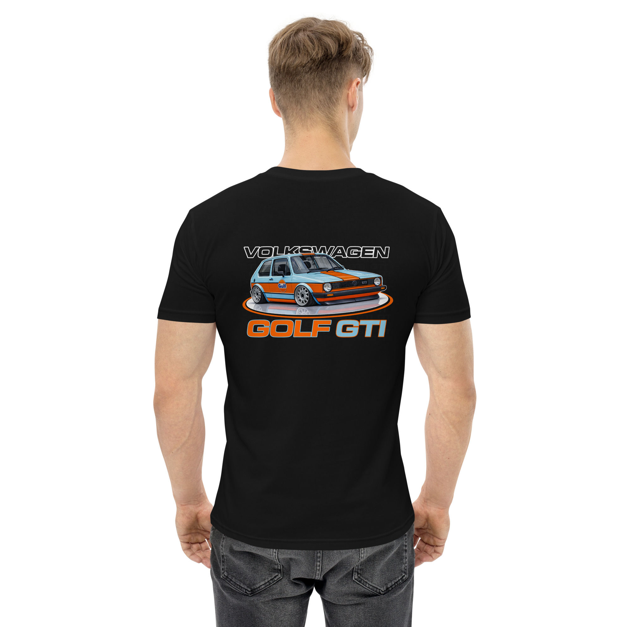 Men's 100% Cotton Tee "GOLF GTI" Large BACK Print