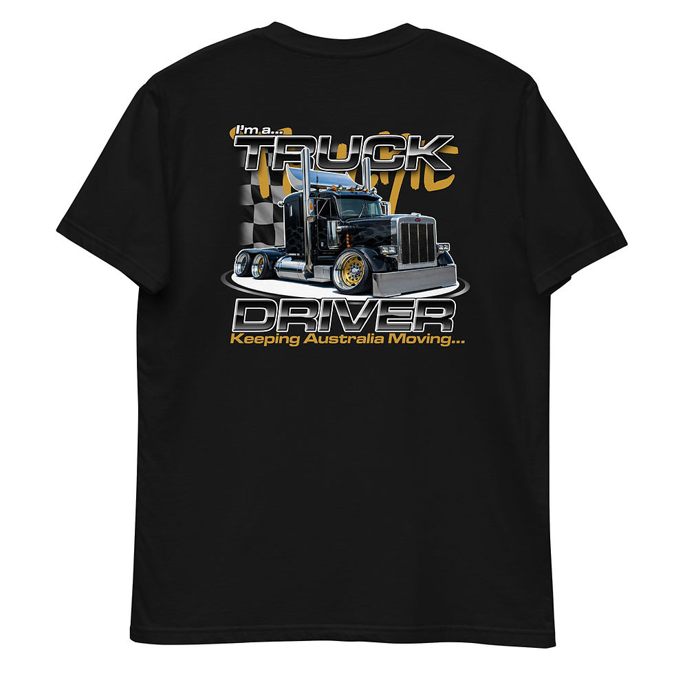 Thumbnail: Men's 100% Cotton Tee "TRUCKIE" Large BACK Print