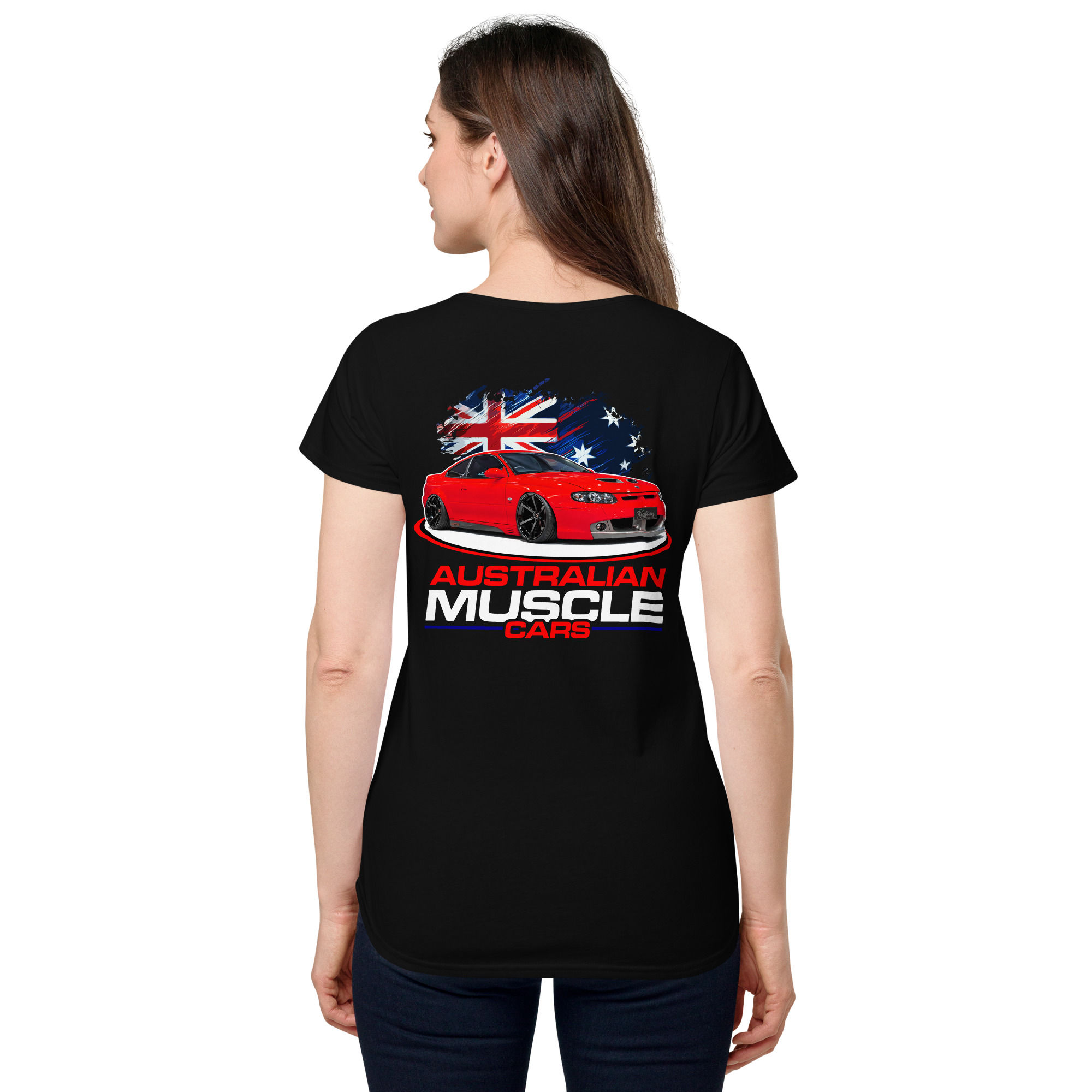 Women’s 100% Cotton Tee "AUSSIE MUSCLE-HSV GTS" Large BACK Print