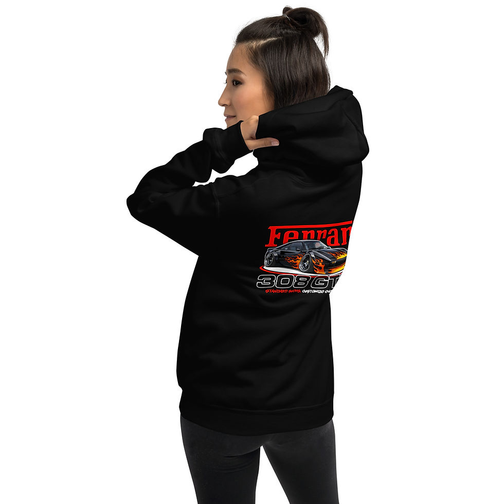 Thumbnail: Unisex Hoodie "308 GTS" Large FRONT print