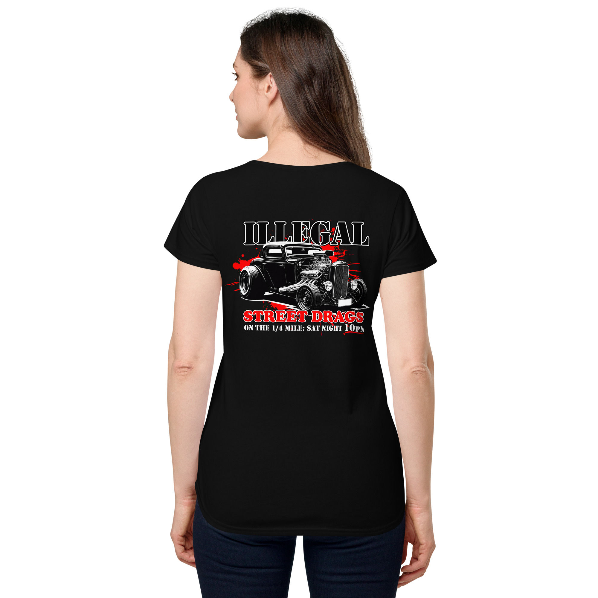 Women's 100% Cotton Tee "ILLEGAL" Large BACK Print