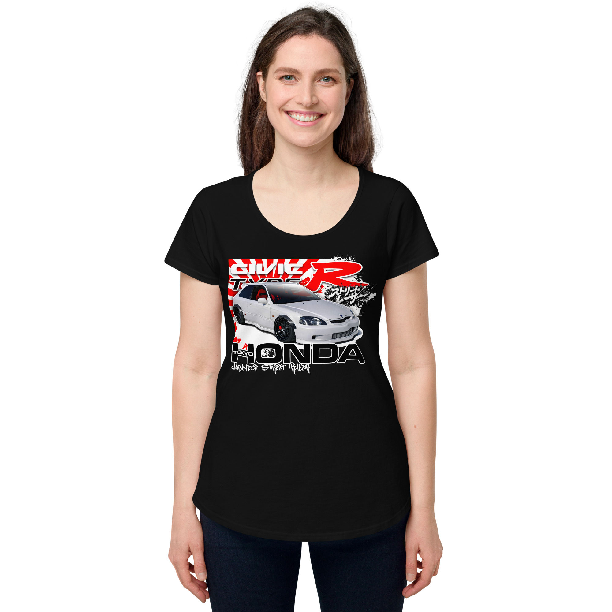 Women's 100% Cotton Tee "CIVIC TYPE-R" Large Front Print