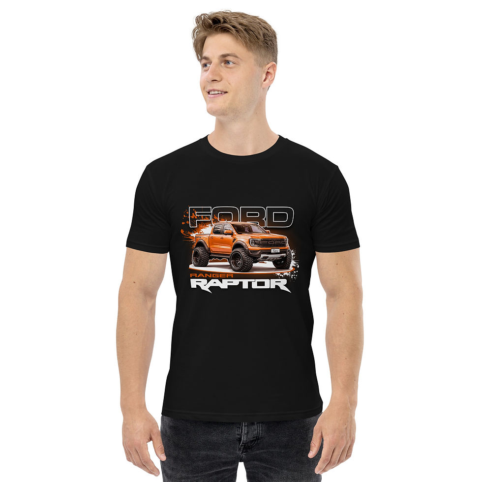 Thumbnail: Men's 100% Cotton Tee "RAPTOR-ORANGE" Large Front Print