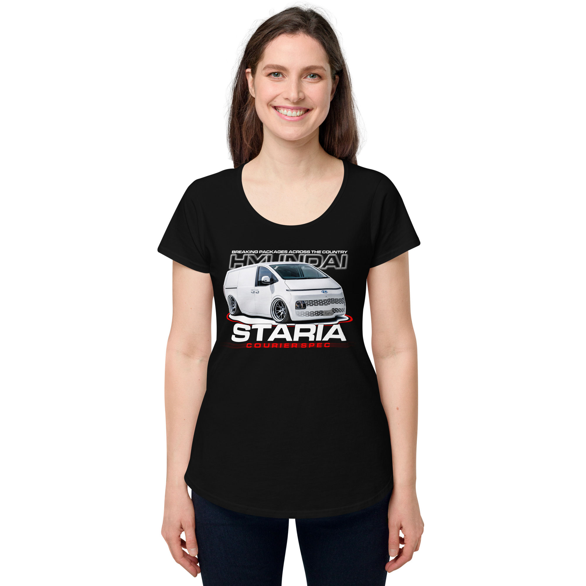 Women's 100% Cotton Tee "STARIA" Large Front Print