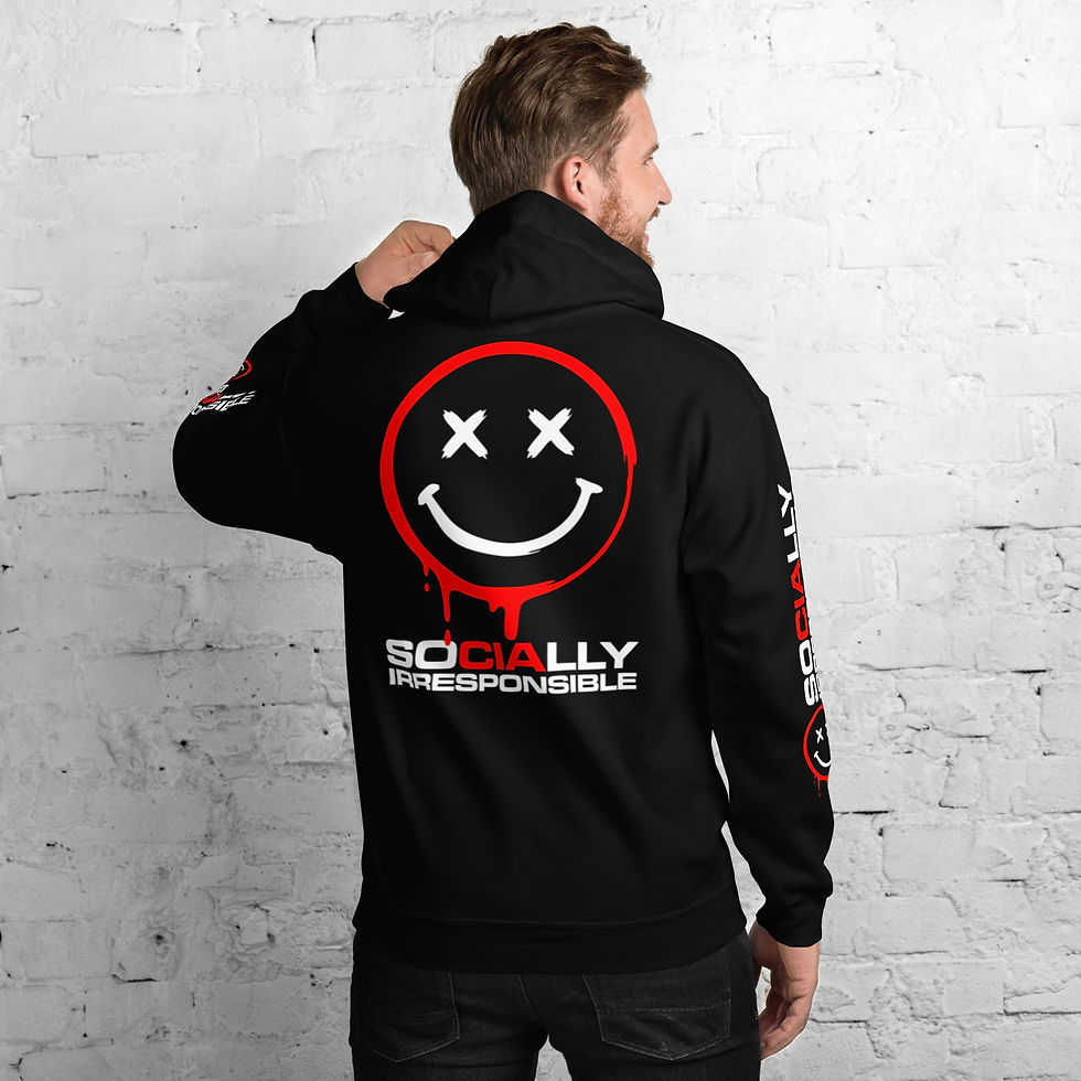 Thumbnail: Unisex Hoodie "SOCIALLY IRRESPONSIBLE" Print Front, Back, Both Sleeves