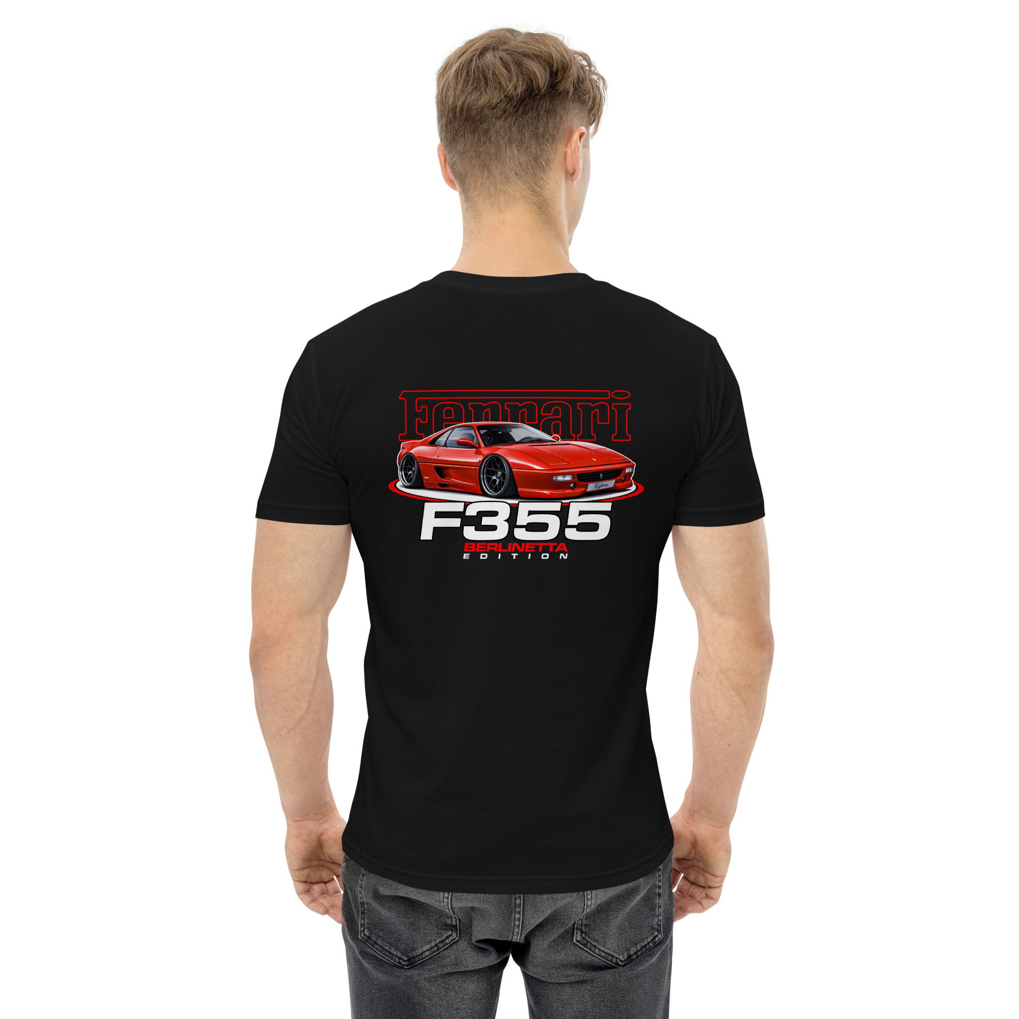 Men's 100% Cotton Tee "F355" Large BACK Print