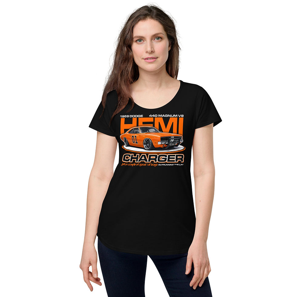 Thumbnail: Women’s 100% Cotton Tee "HEMI CHARGER" Large Front Print