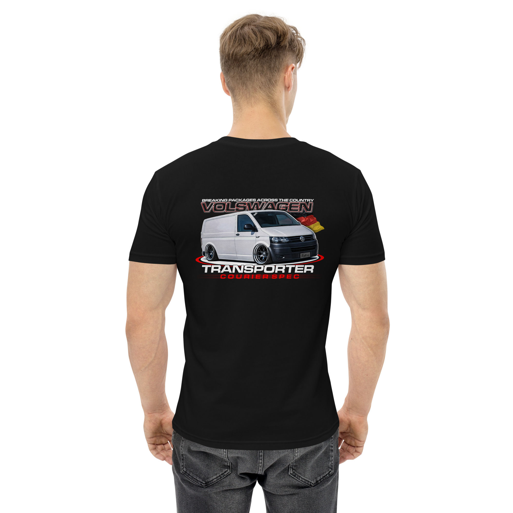Men's 100% Cotton Tee "TRANSPORTER" Large BACK Print