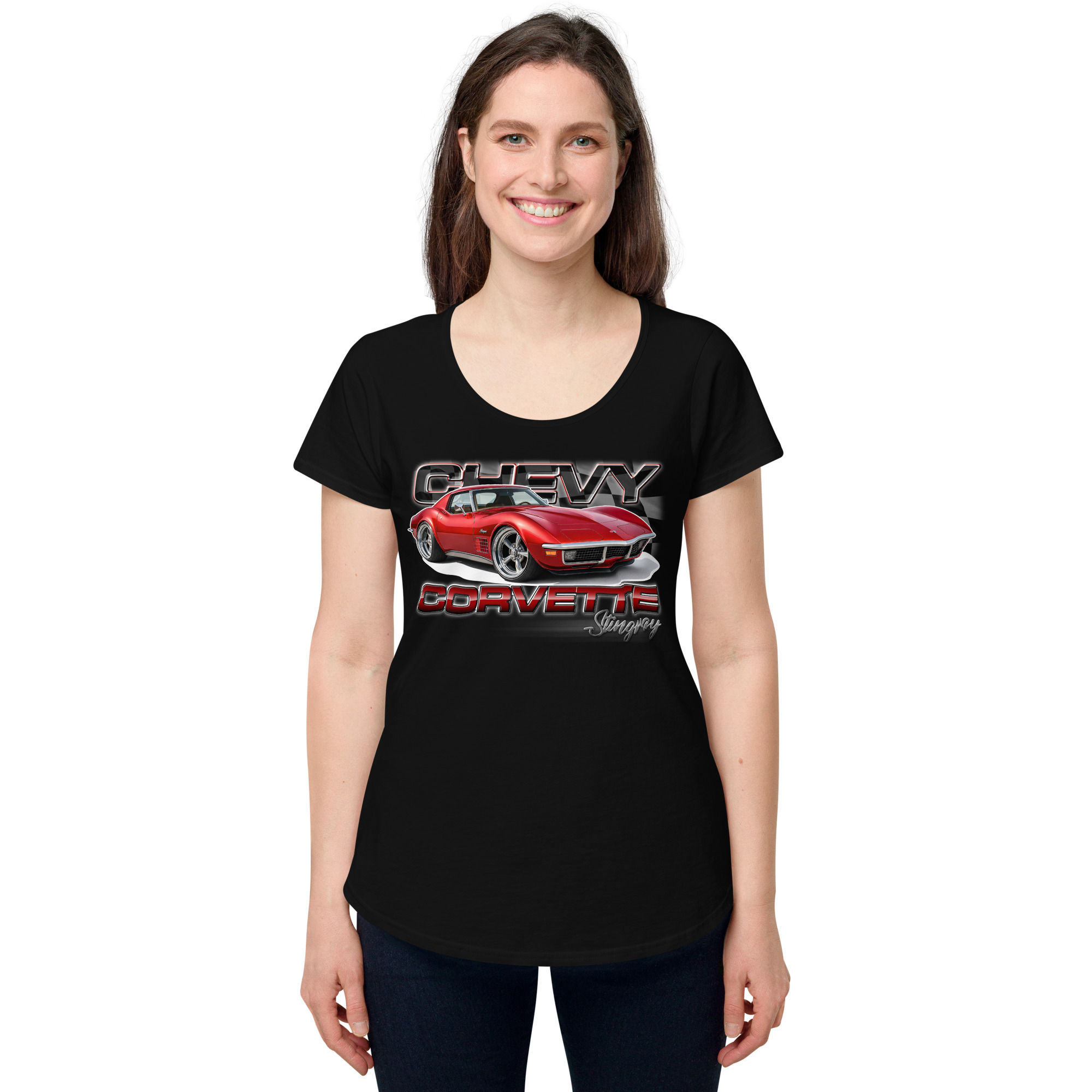 Women’s 100% Cotton Tee "CORVETTE STINGRAY" Large Front Print