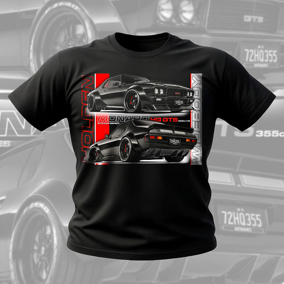 Thumbnail: Men's 100% Cotton Tee "MONARO GTS WIDEBODY" Large Front Print