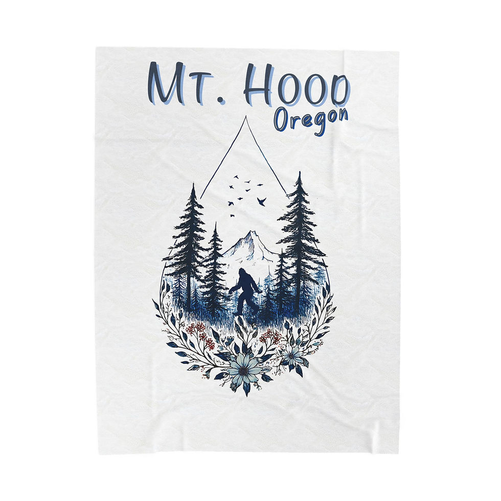 Cozy 60X80 Mt. Hood Oregon Raindrop Bigfoot Plush Fleece Velveteen Throw