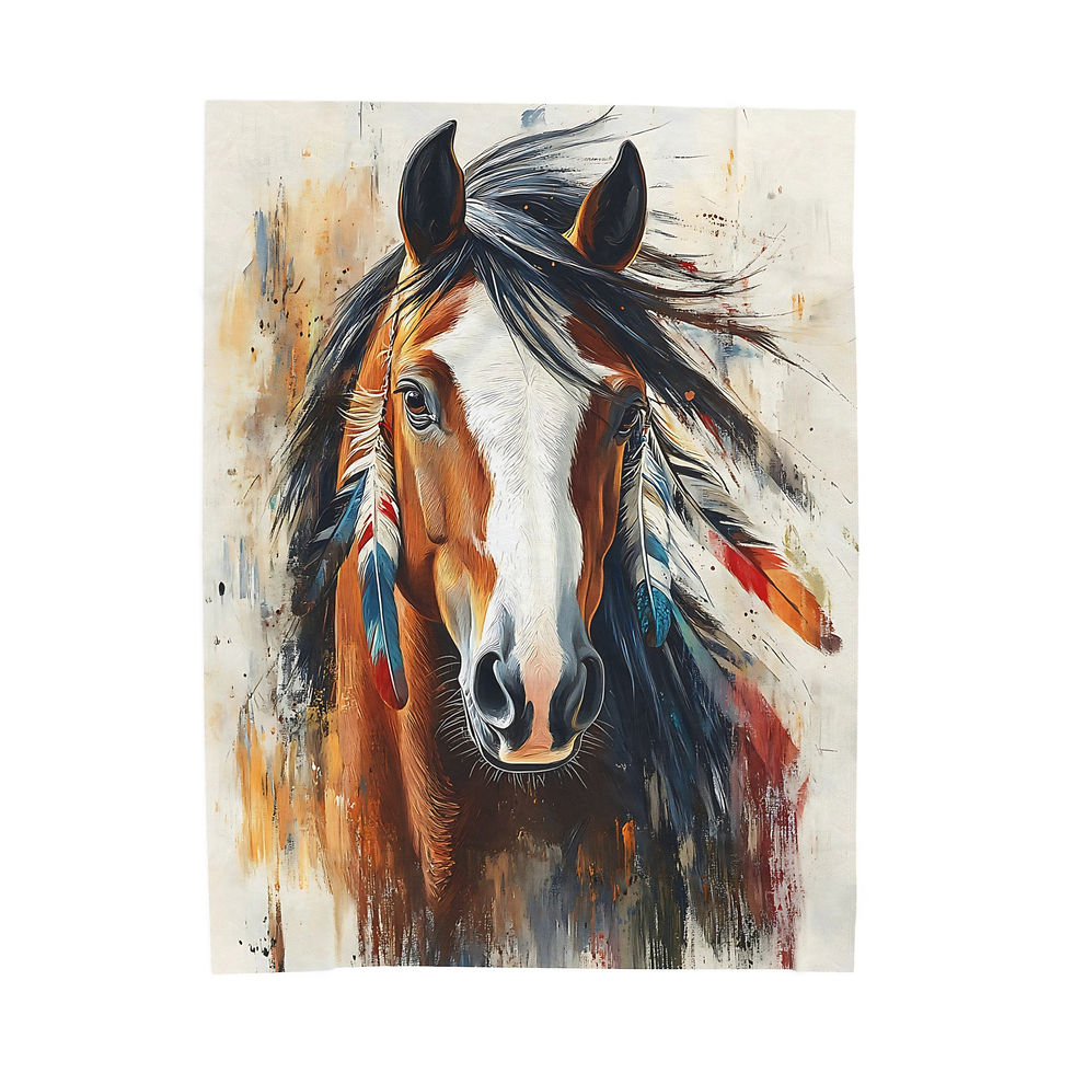 Indian Horse Velveteen Plush Blanket 60x80, Cozy Horse-themed Throw
