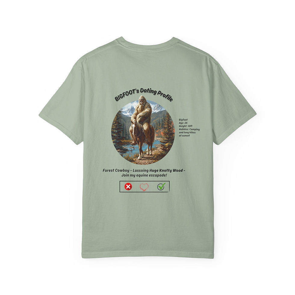 Thumbnail: Bigfoot's Dating Profile Knotty Wood T-shirt, Bigfoot Gifts