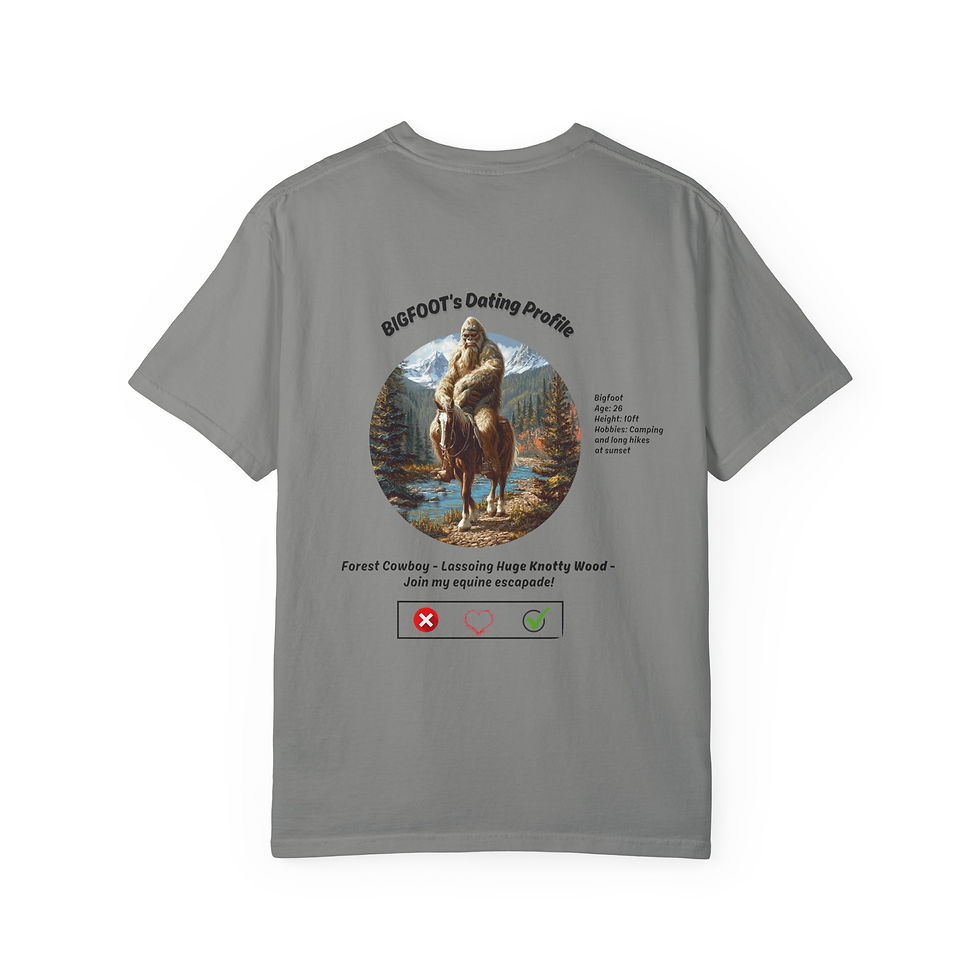 Thumbnail: Bigfoot's Dating Profile Knotty Wood T-shirt, Bigfoot Gifts