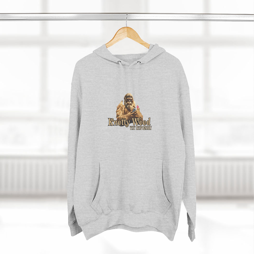 Thumbnail: Bigfoots Dating Profile Knotty Wood Fleece Hoodie, Gigantic Knotty Wood 