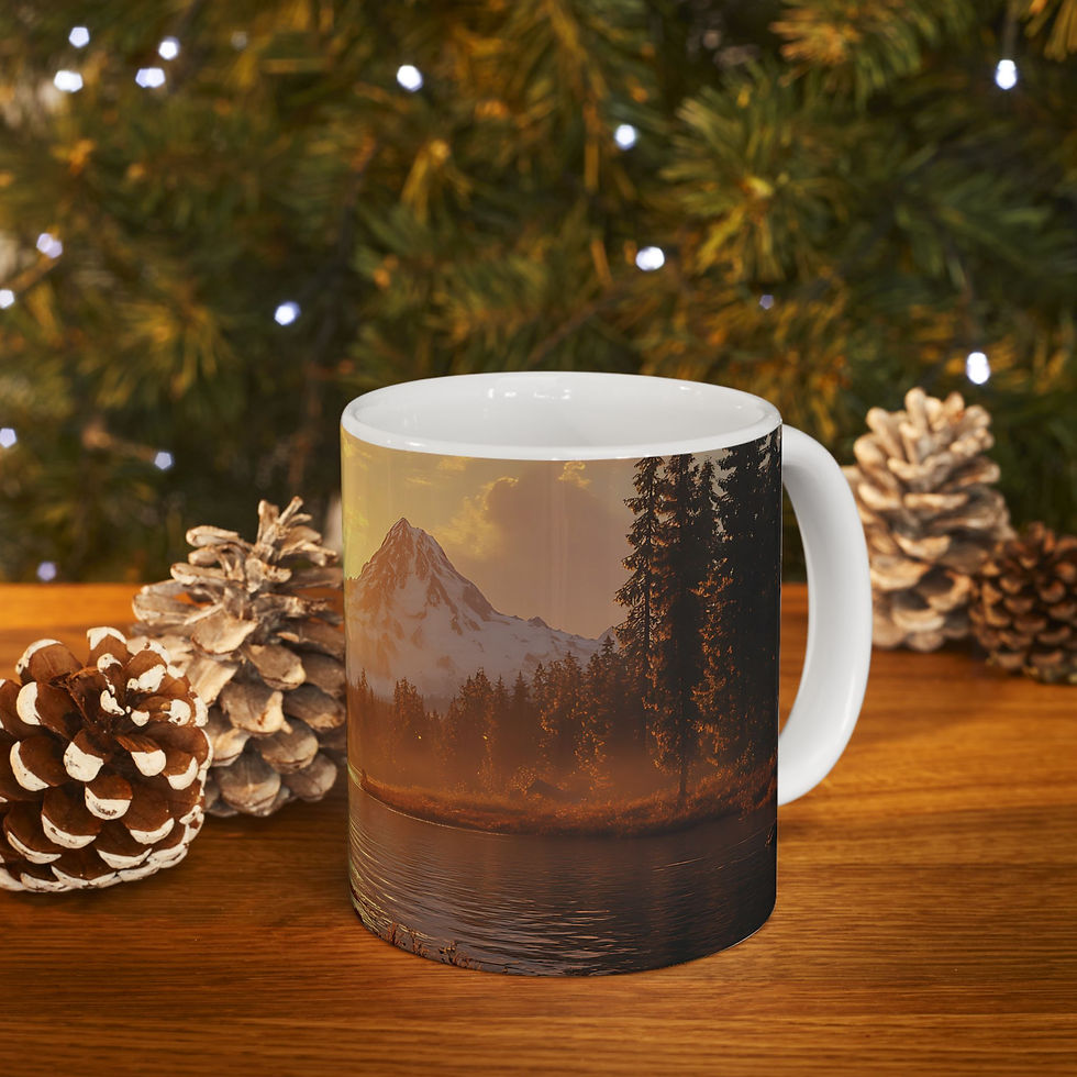 Thumbnail: Wolf Mt. Hood Ceramic Mug 11oz, Sunrise, Pacific Northwest, Coffee Mug