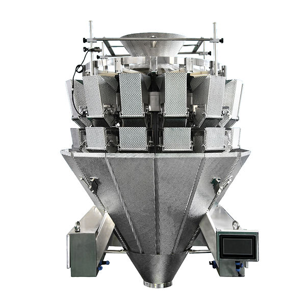 A Noodle weigher that has dimpled pans that make it easy for noodles to slide along throught the scale.