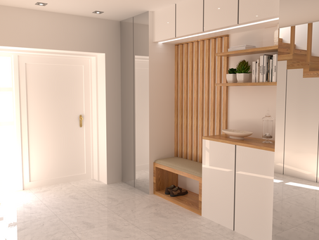 Nouveau rendu ! Une superbe entrée aménagée sur mesure.