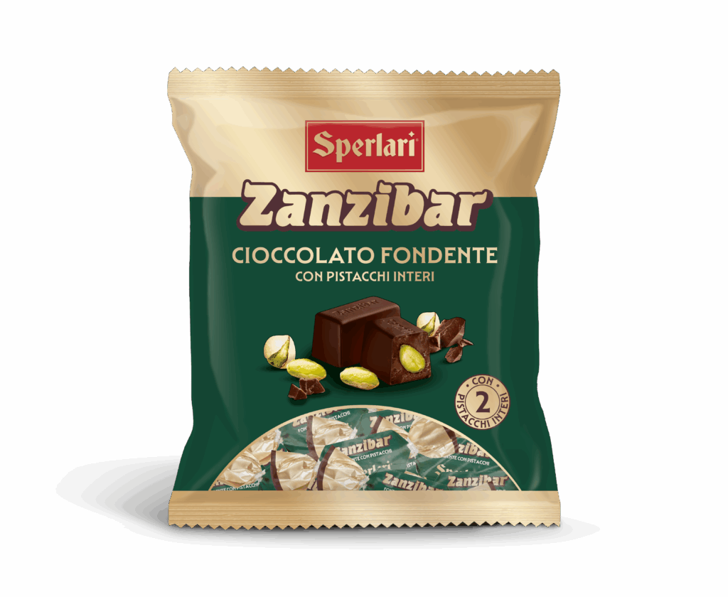 SPERLARI ZANZIBAR CIOCCOLATO FONDENTE CON PISTACCHI INTERI 117G