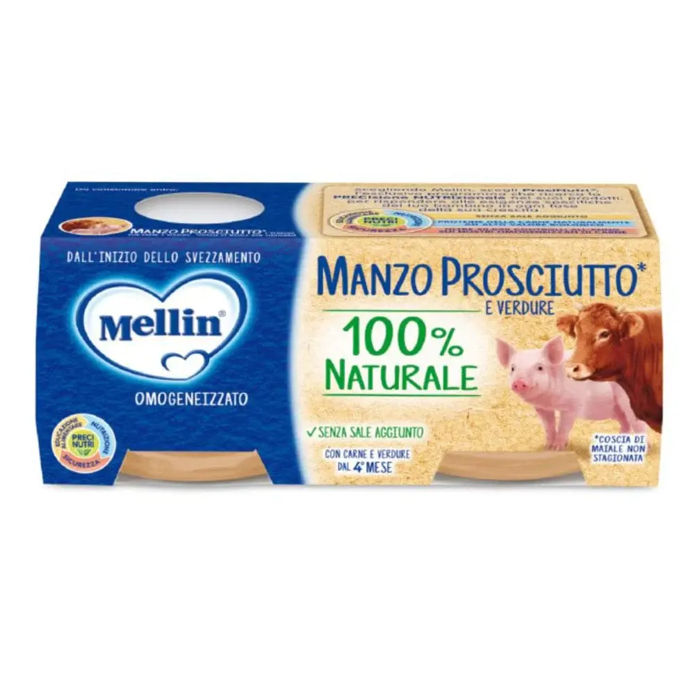 Mellin omogeneizzato MANZO PROSCIUTTO E VERDURE 80gr x2