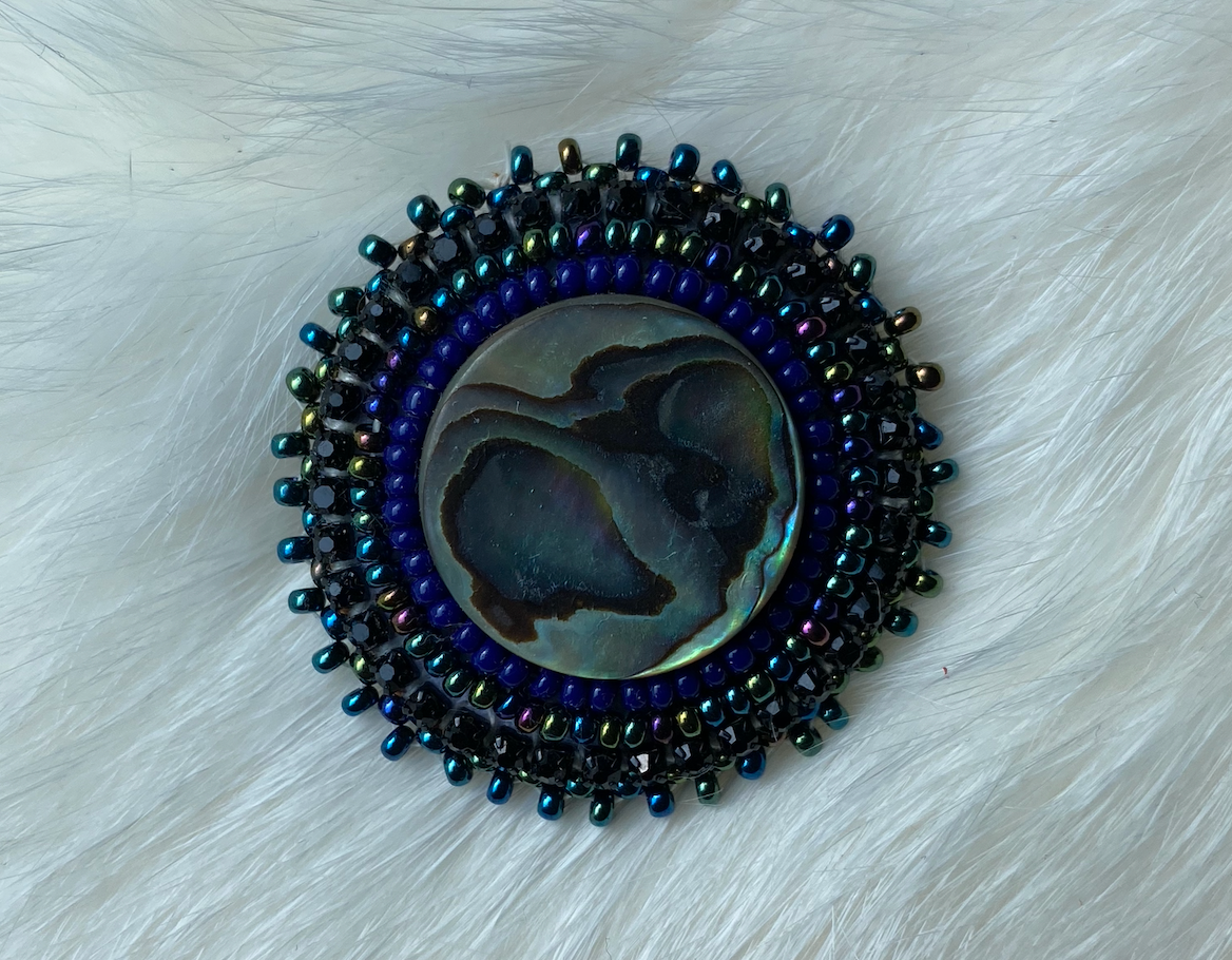 Abalone Shell with Multi-Colour Blue Design Pin Active