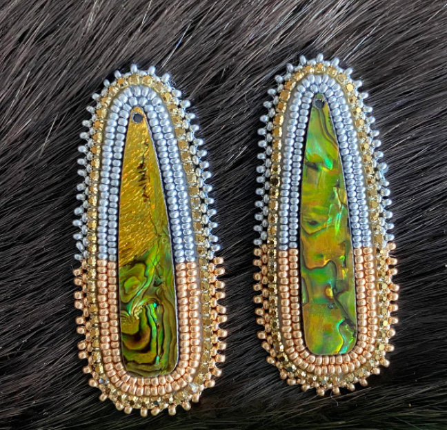 Long Teardrop Abalone Sliver & Gold