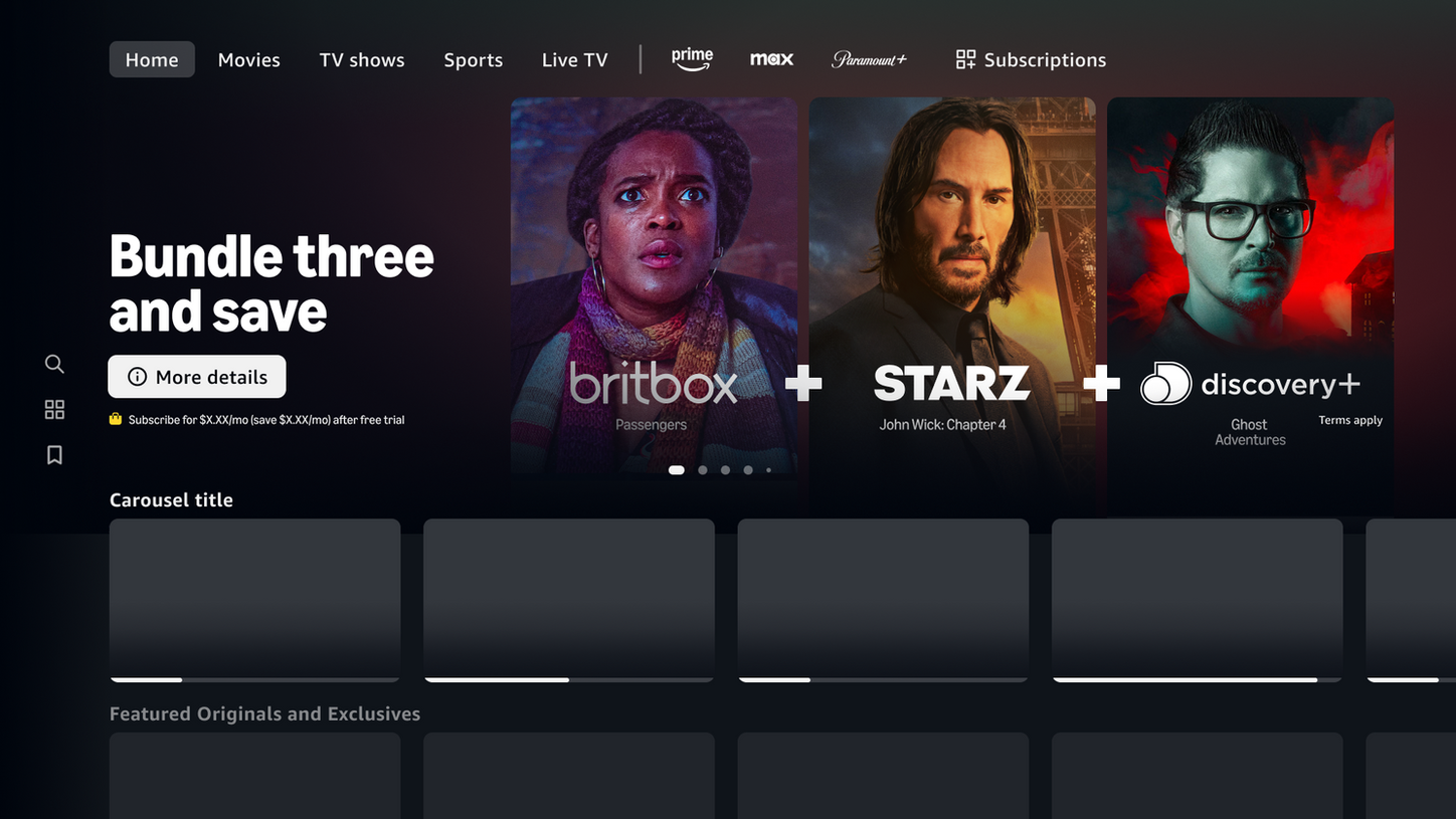 Prime Video bundles offer three and save with britbox, STARZ and discovery+.