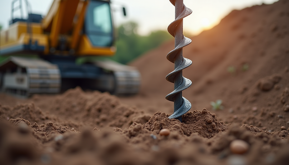 Helical piles being installed 