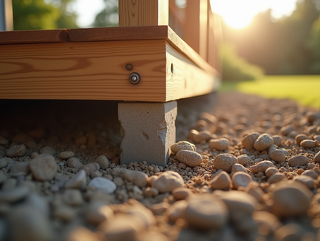 Correctly installed deck footing