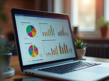 A laptop displaying analytics