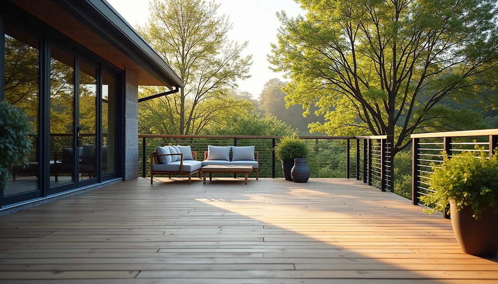     Spacious 20 by 20 composite deck with modern railing