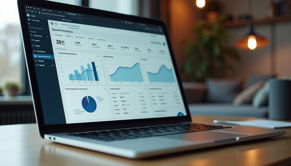 A laptop displaying analytic dashboard